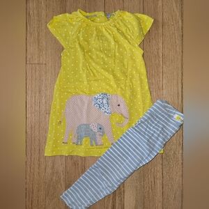 Baby Boden Elephant Playset - Dress/Top and Stripe Leggings - Size 12-18